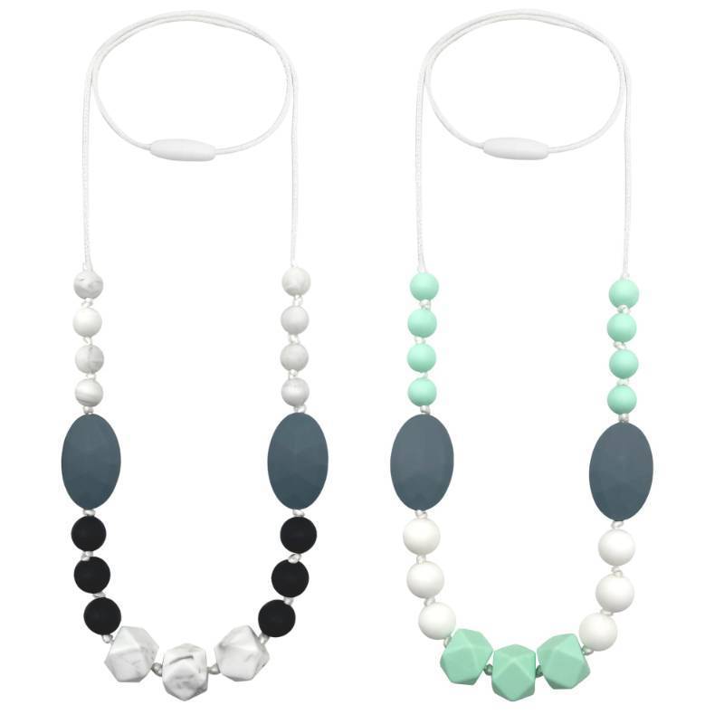 lot 62604 image: Silicone Nursing Necklaces for Mom to Wear, 2 Pack Chew Necklace for Sensory Kids, Breastfeeding Sensory Necklace for Boys, Girls to Reduces Anxiety - Retail $13