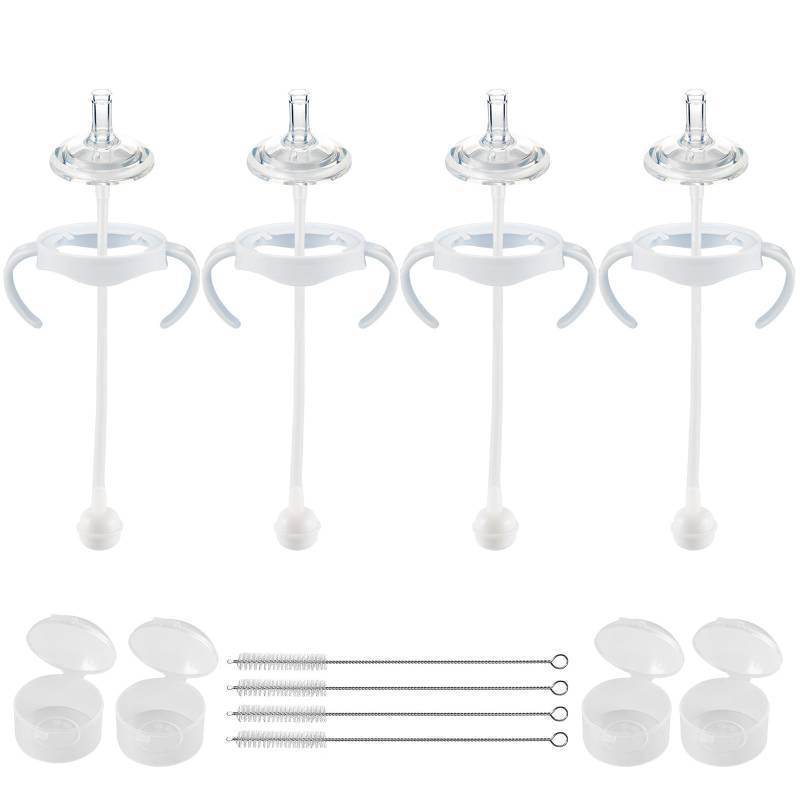 lot 62606 image: Straw Cup Conversion Kit for Philips Avent Natural Baby Bottles, Weighted Straw Sippy Cup Transition Kit with Soft Nipple(3) and Handles(4) for Toddler - Retail $16
