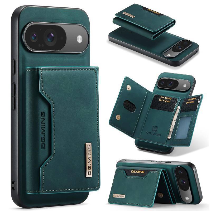 lot 62609 image: Wallet Case for Google Pixel 10Pixel 10 Pro, DG.MING Premium Leather Shockproof Protective Phone Case Magnetic Back Cover Detachable Wallet Kickstand with 8 Card Slots (Green) - Retail $17