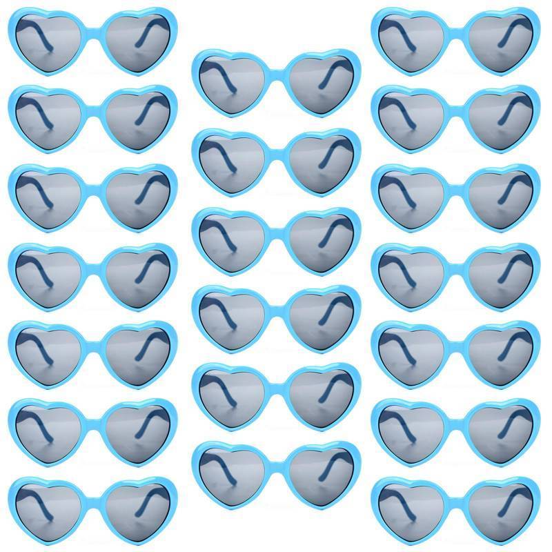 lot 62625 image: 20 Pack Red Heart Sunglasses Bulk for Adult Heart Shaped Bachelorette Sunglasses (20Skyblue) - Retail $30