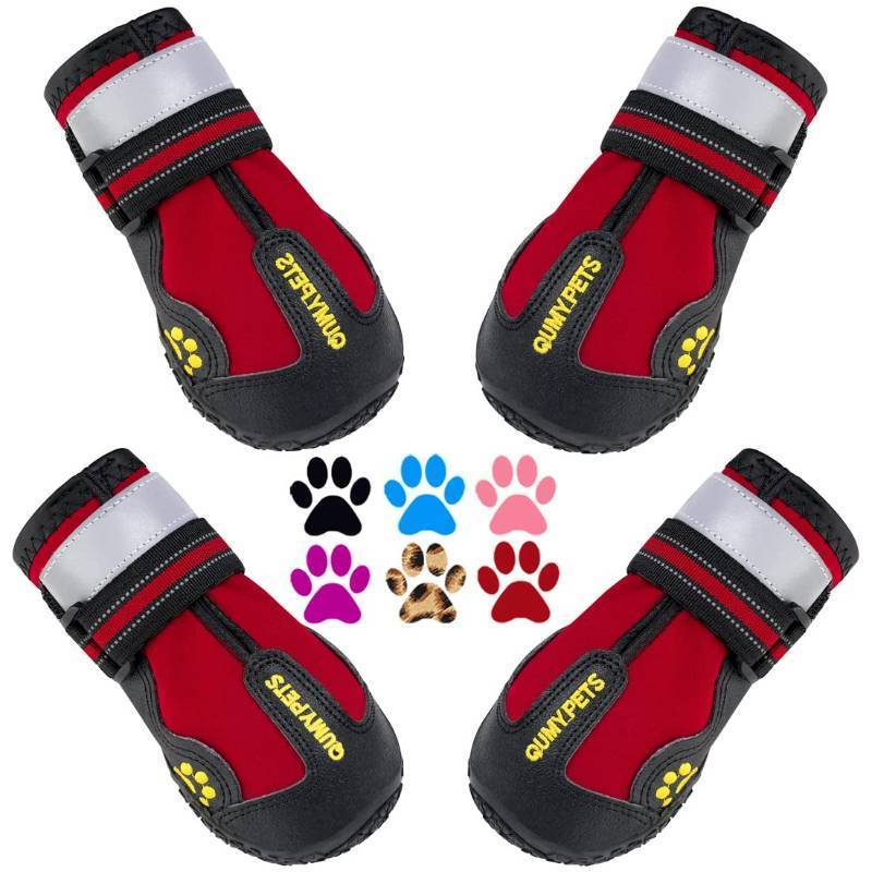 lot 62633 image: Dog Shoes for Large Dogs, Medium Dog Boots & Paw Protectors for Winter Snowy Day, Summer Hot Pavement, Water-Resistant in Rainy Weather, Outdoor Walking, Indoor Hardfloors Skid-Resistant Sole(74-88lbs) - Retail $29