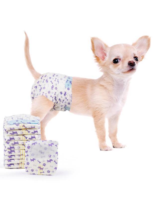 lot 62637 image: Disposable Dog Diapers Female, Doggie Diapers for Dogs Female, Super Absorbent Pet Diaper with Foam Tail Hole for Heat, Comfortable Puppy Diaper (19Count, X-Small) - Retail $15