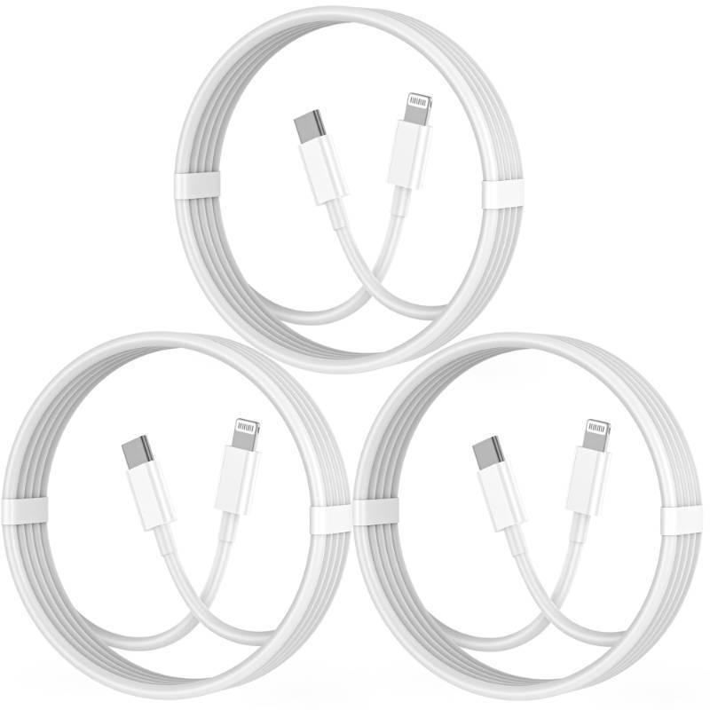 lot 62668 image: USB C to Lightning Cable 3Pack 6FT Type C Charger Fast Charging Cord Compatible for Apple iPhone 1414 Pro14Pro Max1313 Pro1212 Pro1111 ProXRXSX88 PlusiPad MFi Certified - Retail $10