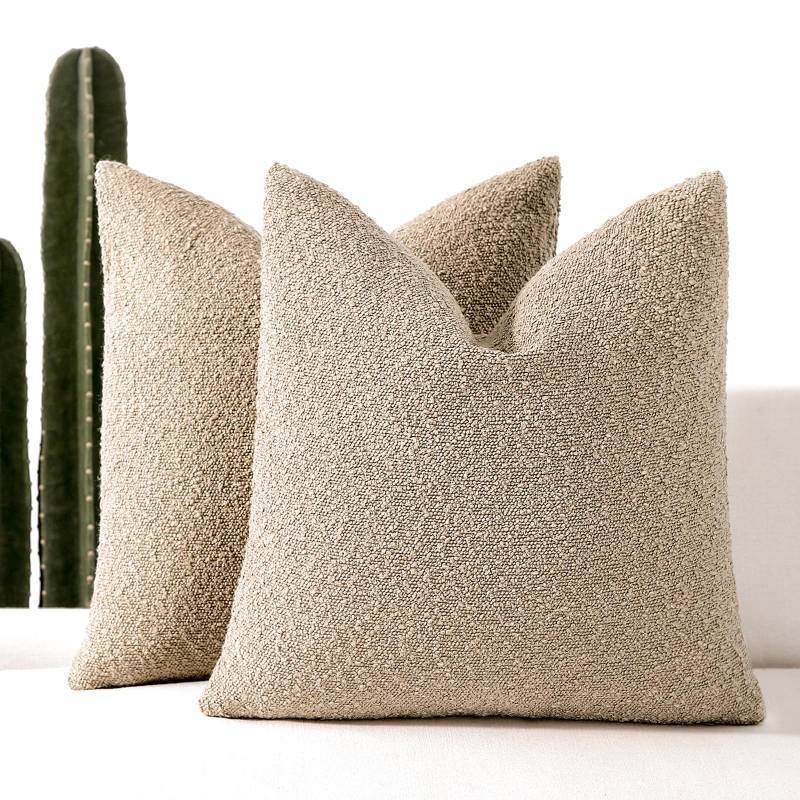lot 62684 image: E18x18 Boucle Throw Pillow Covers, Set of 2, Oatmeal - Retail $21