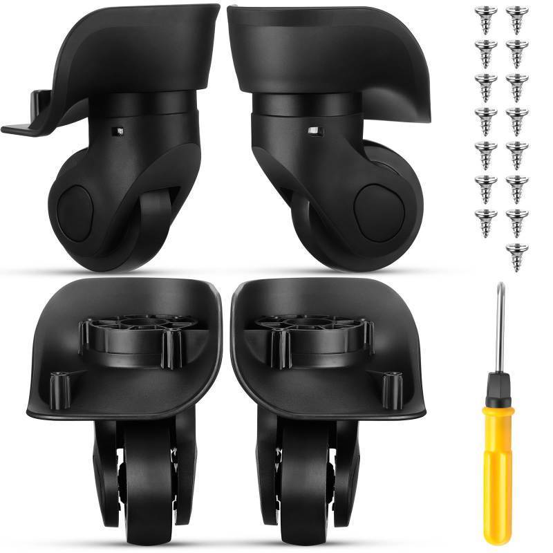 lot 62685 image: 4 Pcs Luggage Wheels Replacement Travel Suitcase Caster Repair Kits with Screw Replacement Left and Right Wheels Mute Bearing Swivel for Luggage(Black,Small) - Retail $27