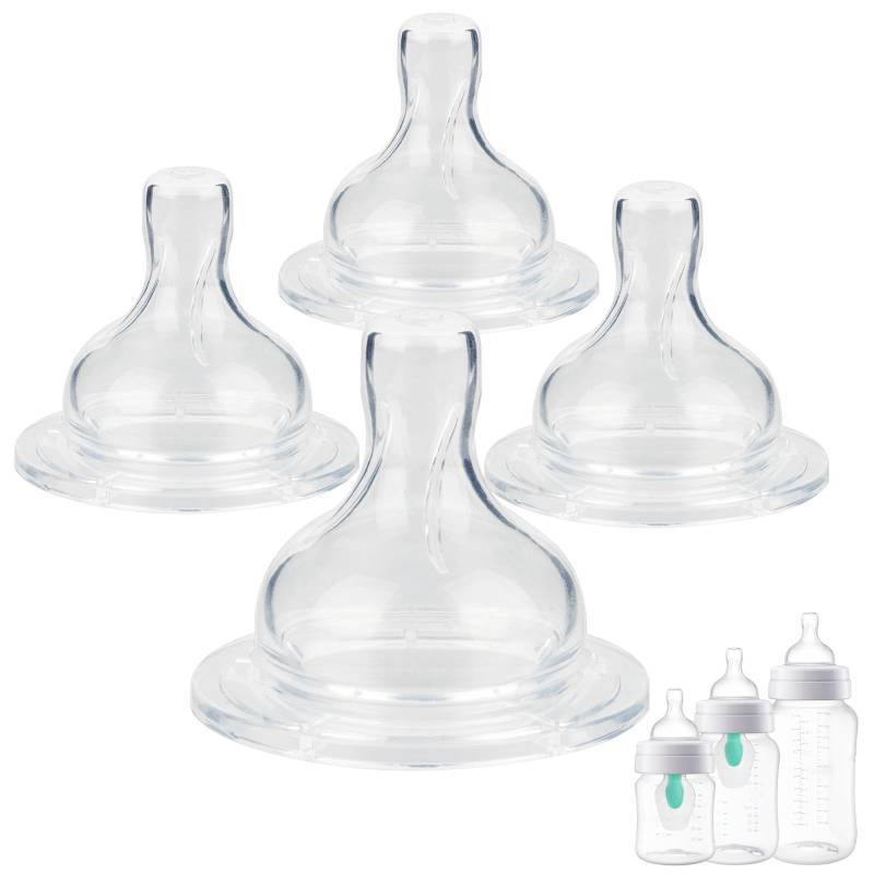 lot 62709 image: Silicone Nipples for Philips Avent Anti-Colic Baby Bottles, Size 2 Nipple,3m,Meudim Flow, 4 Count - Retail $9