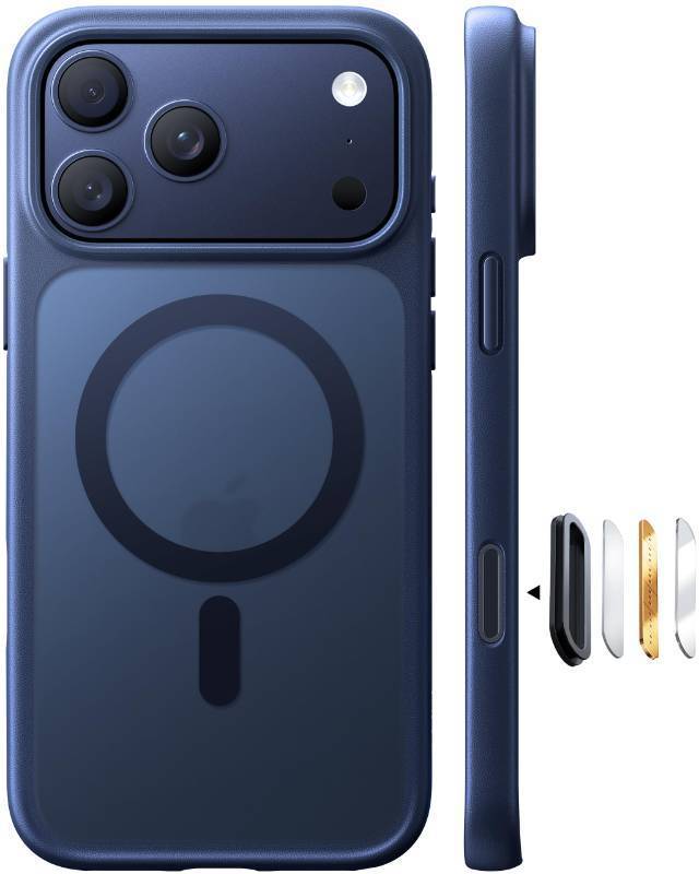 lot 62715 image: TORRAS Magnetic Shockproof for iPhone 17 Pro Case, Camera Control, Fit for MagSafe, Military-Grade Protection, Translucent Slim Case for iPhone 17 Pro Phone Case Anti-Fingerprint, Deep Blue - Retail $22
