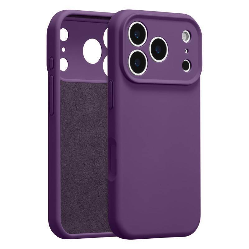 lot 62720 image: iPhone 17 Pro Case Silicone,with Full Camera ProtectionSoft Anti-Scratch Microfiber Lining,Liquid Silicone Ultra Slim Shockproof Phone Case for Men Women Girls-Dark Purple - Retail $9