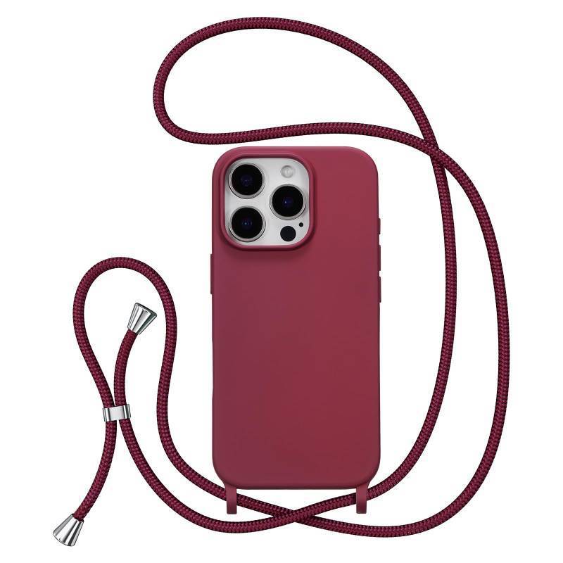 lot 62721 image: iPhone 15 Pro Case with Strap,Crossbody Phone Case with Adjustable Neck Shoulder Lanyard,Soft Silicone Shockproof Protective Phone Cover for iPhone 15 Pro 6.1 inch-Wine Red - Retail $13