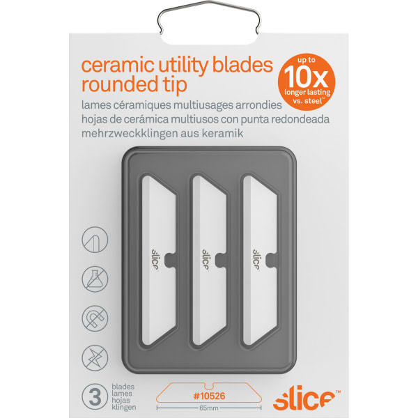 lot 113 image: Slice 10526 Replacement Utility Knife Blades - Rounded Tip - Finger-Friendly  Micro Ceramic Safety Blade  Never Rusts - Pack of 3