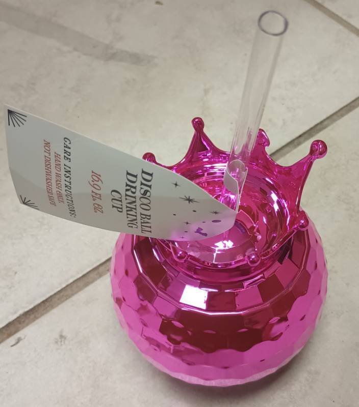 lot 158 image: Pink Disco Ball Crown Drinking Cup