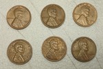 1940s and 1950s Lincoln Wheat Pennies Collection Set of 6 Coins
