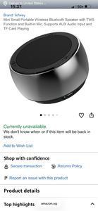 lot 17223 image: Alfway Mini Portable Wireless Bluetooth Speaker with TWS Function - Retail $15