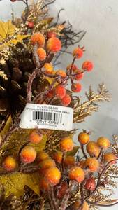 lot 17228 image: 24 Inch Fall Cone Berry LED Door Swag Decoration - Retail $15