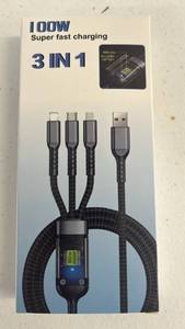 lot 17230 image: 100W 3 in 1 Multi USB Charging Cable - Retail $15