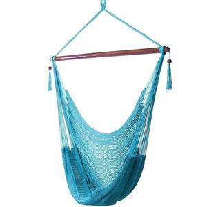 lot 17234 image: Sunnydaze Outdoor Hammock Chair Swing for Reading - Hanging Hammock Swing for Indoor or Patio - 300lb Capacity - Caribbean XL - Sky Blue - Retail $80