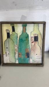 lot 17274 image: Wine Bottles Mixed Media Framed Wall Art - Retail $15