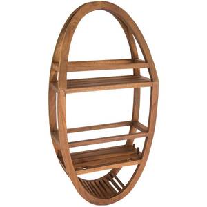 lot 17283 image: AquaTeak Patented Moa Oval Teak Shower Organizer - Hanging Shower Caddy with Wood Shelves, Hooks & Soap Holder - Durable, Water-Resistant Bathroom Storage with Space-Saving Design ( fixable but broken - see pics ) - Retail $80