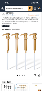 lot 17287 image: 4 Piece Coffee Syrup Pump Dispenser Set - Retail $15