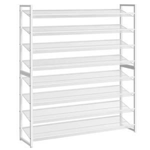 lot 17301 image: Nunsino Shoe Rack, Long Shoe Organizer,Max Holds 50 Pairs,8 Tier Metal Shoe Storage Shelf,4-Tier Stackable Shoes Organizer for Garage, Entryway,White - Retail $100