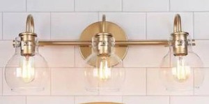 lot 14110 image: LNC Robb Modern 3-Light Gold Bathroom Vanity Light