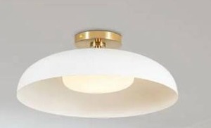 lot 14113 image: HUOKU Lumin 1-Light 15.7 in.W Brass and White Integrated LED Semi-Flush Mount