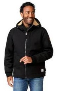 lot 14133 image: Free Country Wind River Burly Mens Jet Black Canvas Hooded Work jacket, XL