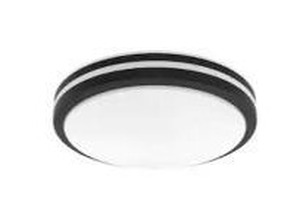lot 14140 image: Project Source with Night Light 13-in Matte black Indoor 1 -Light LED Flush Mount Light with Plastic Shade