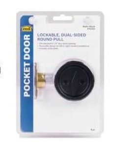 lot 14145 image: M-D 2-18in Matte black Lockable Pocket Door Pull