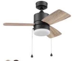lot 14178 image: Harbor Breeze Monroem 32-in Bronze with MochaCocoa Blades LED Ceiling Fan With Light and Pull Chain Included 3 -Blade