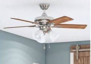 lot 14186 image: Harbor Breeze Lansing 42 Brushed Nickel Indoor Ceiling Fan with Light (5-Blade)
