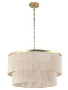 lot 14195 image: MLiAN 23.8 in. 6-Light Beige Hand Woven Drum Chandelier