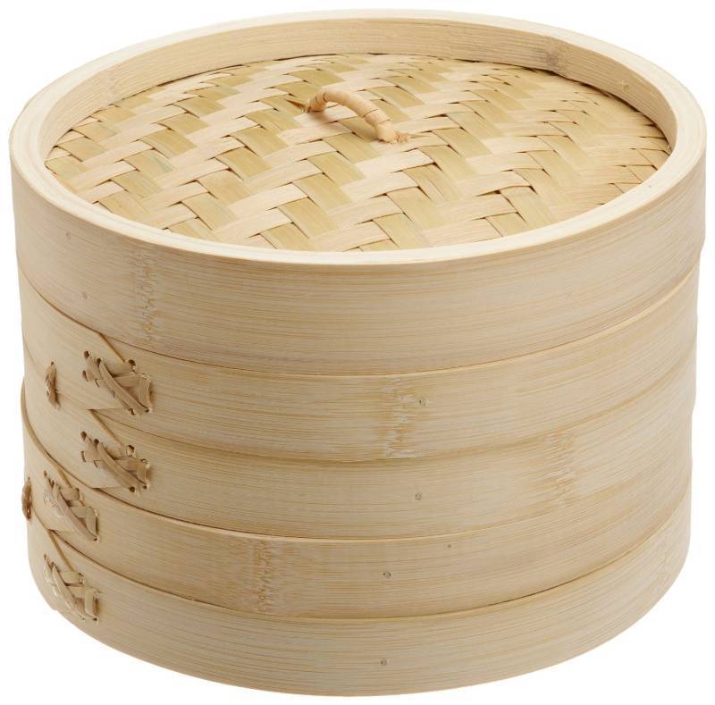 lot 2949 image: JapanBargain 2221, Bamboo Steamer Basket 6 inch Chinese Food Rice Vegetable Dim Sum Buns Chicken Meat Seafood Dumpling Steamer, 6-inch
