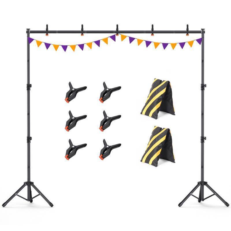 lot 5649 image: Backdrop Stand 10x7.5ft, Height Adjustable and Width Adjustable Backdrop Stand, Back Drop Stand for Balloon Arch, Photo, Parties