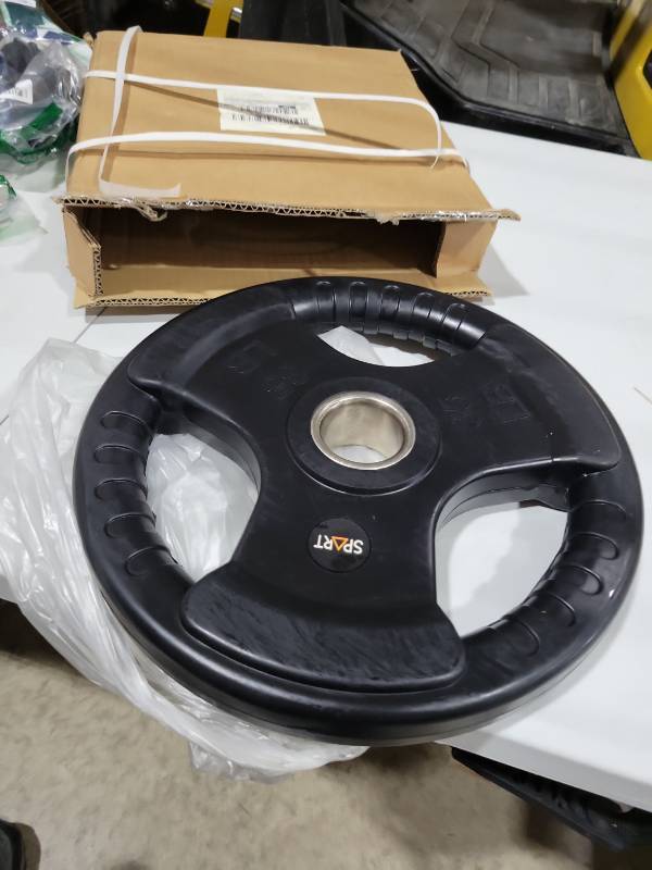 lot 2497 image: 2-Inch Cast Iron Plate Weight Plate for Strength Training and Weightlifting, Rubber Coate Style, 35LB