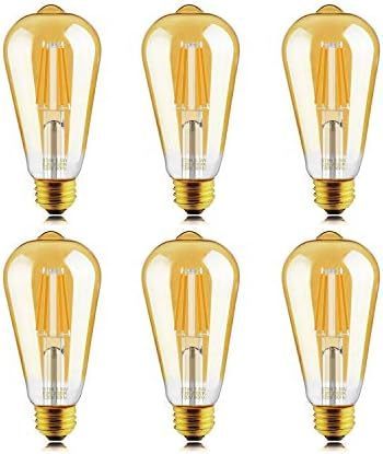 lot 2612 image: Helloify ST64 E26 LED Filament Bulb 5.5W 2700K Dimmable 6-Pack