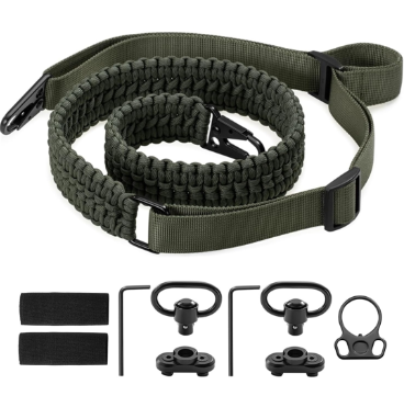 lot 2427 image: 2 Point Rifle Sling, Gun Sling with QD Sling Swivels, Two-Point Paracord Sling with Quick Adjust Feature for Hunting and Outdoor