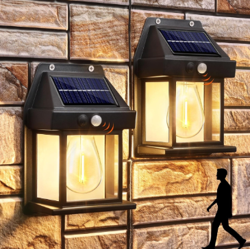lot 4690 image: Solar Wall Lights Outdoor 2PACK ,Solar Wall Lantern with 3 Modes & Motion Sensor,Dusk to Dawn Porch Lights Fixture,Waterproof Exterior Lighting with Clear Panel for Entryway Front Door