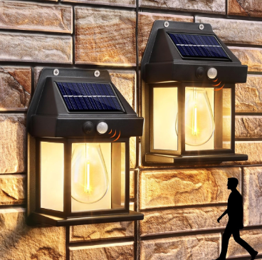 lot 4691 image: Solar Wall Lights Outdoor 2PACK ,Solar Wall Lantern with 3 Modes & Motion Sensor,Dusk to Dawn Porch Lights Fixture,Waterproof Exterior Lighting with Clear Panel for Entryway Front Door