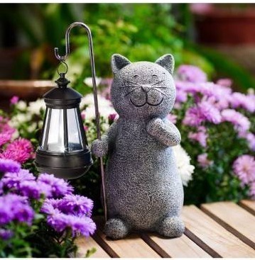 lot 2747 image: Qeeman Garden Decor Solar Statues Mothers Day Birthday Gifts for Mom Grandma Women Sister Wife Lady Lover - Front Patio Balcony Yard Art Lawn Ornaments Porch Outdoor Outside Decorations (Cat)