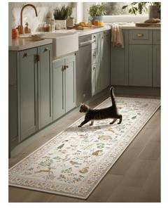 lot 1716 image: Machine Washable Kitchen Runner Rugs 26x8 Hallway Runner Non Slip Low Pile