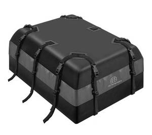 lot 1750 image: 21 Cubic Feet Car Rooftop Soft Shell Cargo Carrier, 100% Waterproof - Car Storage for All Vehicle withWithout Racks - Attached Anti Slip Mat, Storage Bag, 6 Door Hooks and 6 Straps