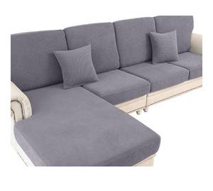 lot 1776 image: LA MEACK Couch Cushion Covers Seat Cushion Cover Stretch Couch Cover Separate Sectional Sofa Slipcovers Furniture Protector(3 Pieces for Seat or Sofa Backrest, Light Grey)