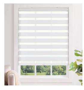 lot 1787 image: LazBlinds No Tools No Drill Cordless Zebra Blinds for Windows, Dual Layer Light Control for Day and Night, Light Filtering Privacy Roller Blinds and Shades for Home, 30 W x 48 H, White