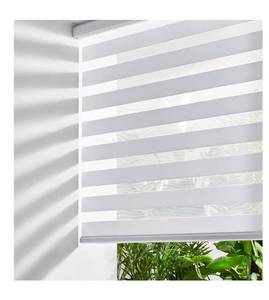 lot 1788 image: Persilux Cordless Zebra Blinds for Windows Free-Stop Roller Windows Shades (24 W X 72 H, White) Dual Layer Light Control for Day and Night, Light Filtering Sheer Shades for Home, Easy to Install