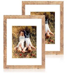 lot 1810 image: 11x14 Picture Frame Set of 2 with Tempered Glass, Rustic Brown Frame Display