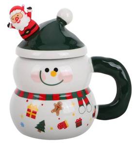 lot 1814 image: Snowman Mugs with no Lid 400ML13.6 Ounce Porcelain Christmas Coffee Mugs with Spoon
