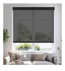 lot 1832 image: Persilux Free-Stop Cordless Roller Shades for Windows Light Filtering Shades, 5% Openness Solar Screen Semi Sheer Roller Blinds UV Protection for Office and Home. Easy to Install 30 W x 72 H, Black
