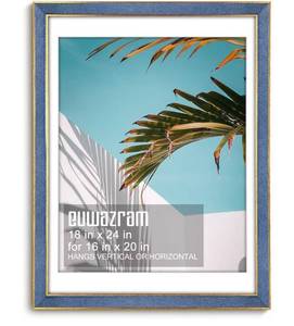 lot 1867 image: Suede 18x24 Frame - Single Frame, Christmas Elegant Sky Blue 18 x 24 Poster Frame with Mat for 16x20, 18x24 Picture Frames for Artwork, Puzzles, Photos and Movie Posters