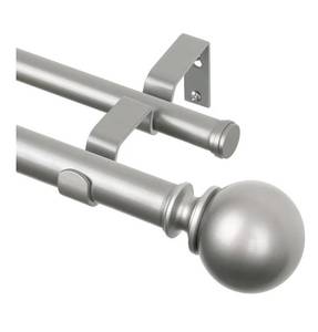 lot 1883 image: KAMANINA 1 Inch Double Curtain Rod 72 to 144 Inches(6-12 Feet), Silver Curtain Rods for Windows 66 to 120 Inches, Heavy Duty Drapery Rod with Round Finials